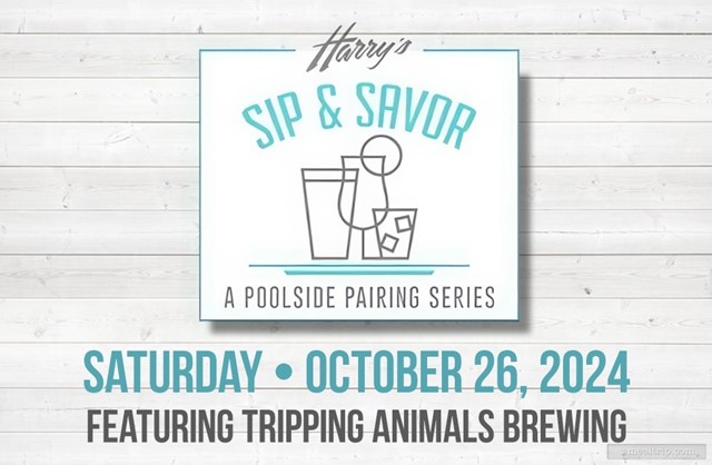 Harry's Poolside Sip & Savor Menu Featuring Tripping Animals Brewing