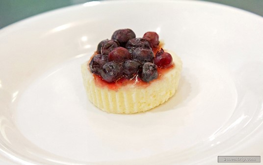 A mini blueberry cheesecake from the Hollywood and Vine dessert station.