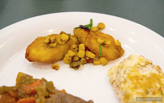 A southwest inspired mix of fried plantains, corn and peppers.