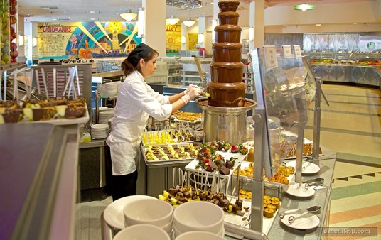 Chocolate fountain station at Hollywood and Vine.