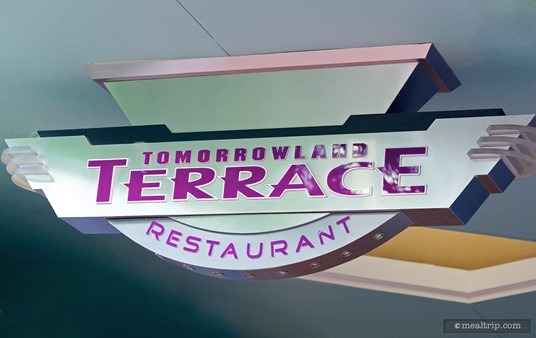 The Tomorrowland Terrace sign, above the south west entrance.