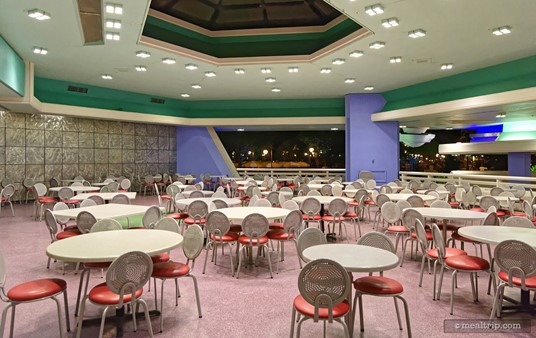 The Tomorrowland Terrace has a couple different seating areas. This is an upper dining area directly behind the food ordering area.