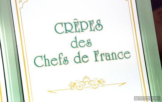 Crepes des Chefs de France kiosk sign.