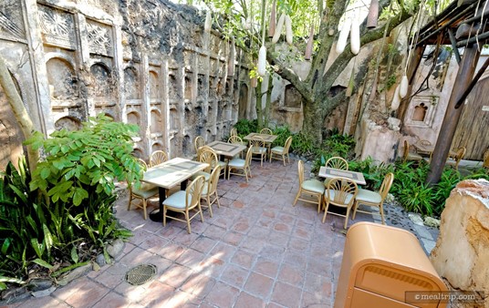 At the extreme east side of the dining area, the shade being provided by
 trees and overgrowth give the location a different feel.