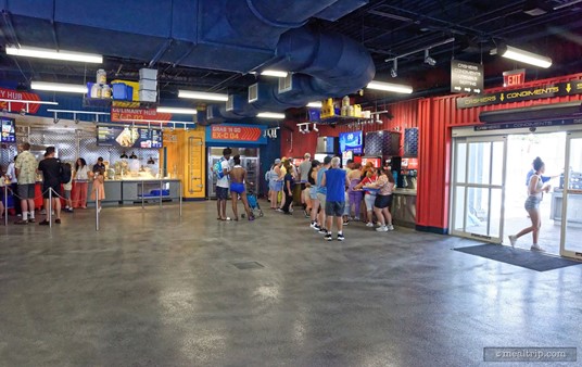 In late 2023 and early 2024, Expedition Cafe was closed for refurbishment. Now that it's open again, not much in the food pickup and order area has changed. (Photo taken summer 2024.)