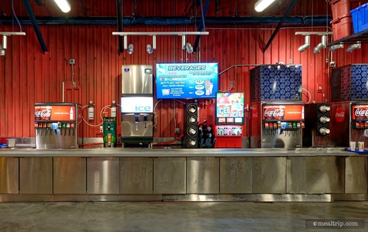 I mean, can you ever really have enough photos of the beverage counter? Probably not. Sadly, this is only a "free refill" location if you've purchased one of SeaWorld's Free Refill cups — otherwise, they'll charge you for another soda. How? Well to exit this area... you'll have to pass through the register/payment area.