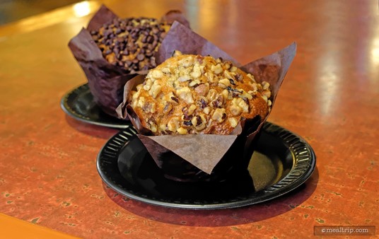 The continental breakfast muffin options at Seafire Grill (Inn) include a Chocolate Chip Muffin and a Banana Nut Muffin, which can be purchased warm or cold.