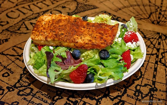 The BBQ Salmon Salad at Voyager's Smokehouse is a lighter alternative to some of the heavier BBQ meat platters.