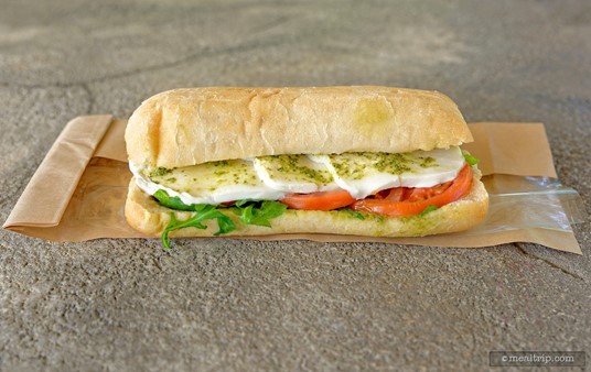 The Caprese Panini from Panini Shores Cafe is listed on the menu as being a "meatless" option, featuring buffalo mozzarella, ripe tomatoes, onions, and fresh herbs.