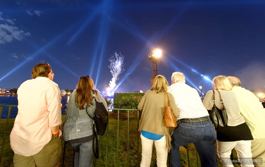 Spacious front-line viewing while watching IllumiNations at Epcot's Sparkling Dessert Party.