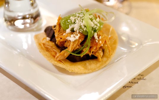 Chicken tostada from Epcot's Wind Down event at La Cava.