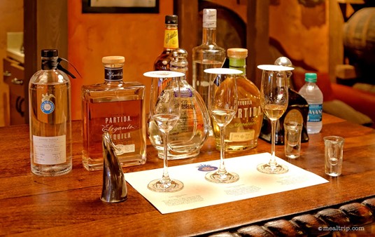 The Wind Down event at La Cava included pours of three Tequilas, a shot of Mezcal, a shot of Vodka, and a small bottle of water.