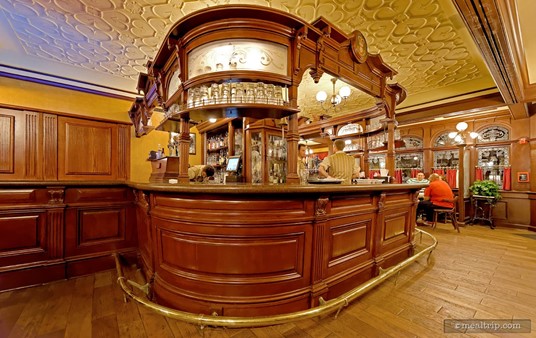 The wrap-around bar counter at the Rose & Crown.