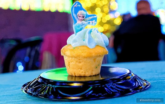 Elsa's cupcake is a vanilla cupcake with blue frosting.