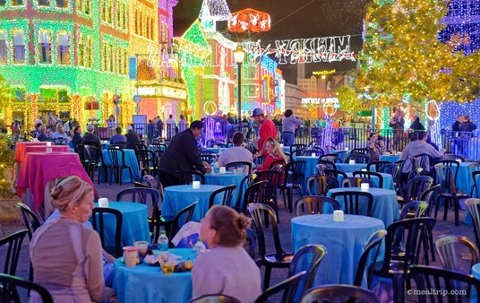 The spectacular Osborne Family lights, as seen from the dessert party area, which is part of the Frozen Premium Package.