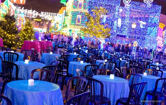 The seating at the Frozen Premium Package dessert party offers great views of the Osborne Family lights.