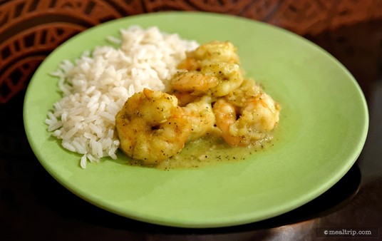 The Spicy Coconut Curry Shrimp and Basmati Rice from Tusker House.