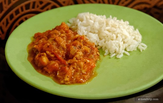 Despite it being red, the Cape Malay Curry Chicken is not really "hot" with curry. Everything at Tusker House seems to be... normalized... for the broadest possible number of guests.