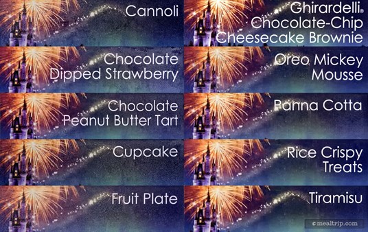 There really is no "menu board" or card per say, and the buffet selections may change seasonally a bit (as they did before), so this is a collection of some of the item tags that I found near the desserts.