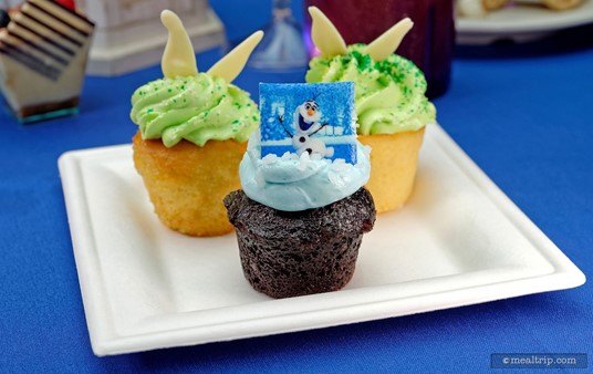 The Mini Olaf Cupcake is a chocolate base, with a standard butter cream frosting.