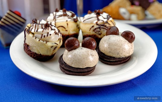 I could have eaten a dozen of these little guys... the Oreo Mickey Mousse Domes are really cute, but for me... the Ghirardelli® Chocolate-Chip Cheesecake Brownies were probably the single best item on the buffet (along with the chocolate dipped strawberries).