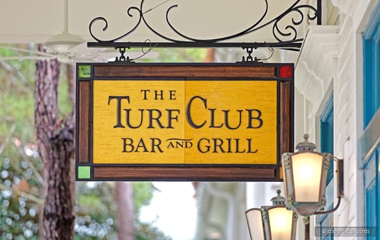 An outdoor sign for the Turf Club Bar and Grill, which isn't really that close to the restaurant at all. This one basically is here to let you know what's in the building.