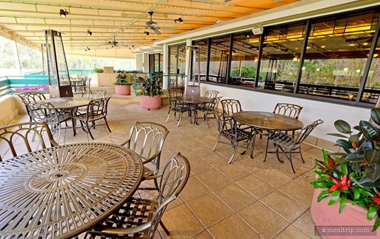 The patio area at the Turf Club Bar and Grill is quite large, and fully covered.