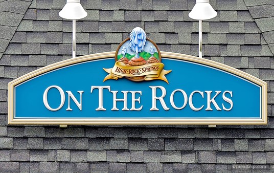 The poolside "On the Rocks" sign at Disney's Saratoga Springs resort.