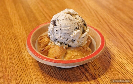 Mmmmmm... dessert for breakfast! Here's a 
                Warm Apple Blossom a la Mode topped with Cookies and Cream Ice Cream.