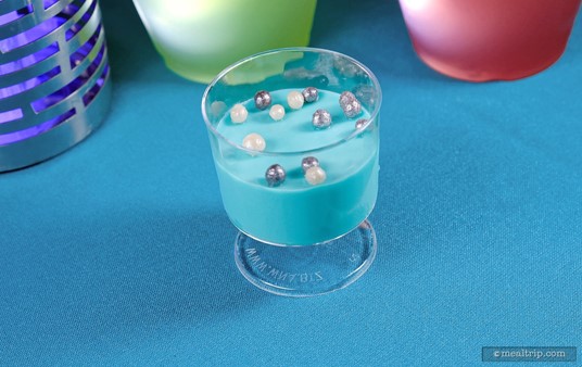 Blue Milk Panna Cotta with Crispy Pearls