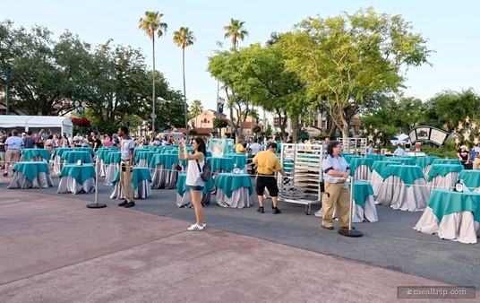 Setting up for the dessert party portion of the Feel the Force Package during Star Wars Weekends at Hollywood Studios.
