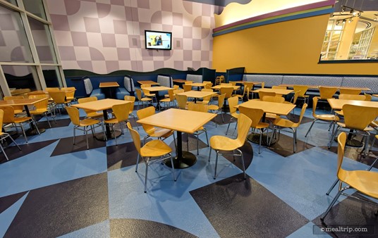 There are many dining areas at Everything Pop, this is one of the "blue" rooms.