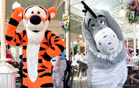 Tigger and Eeyore are the other two characters that meet and interact with guest at the Crystal Palace.