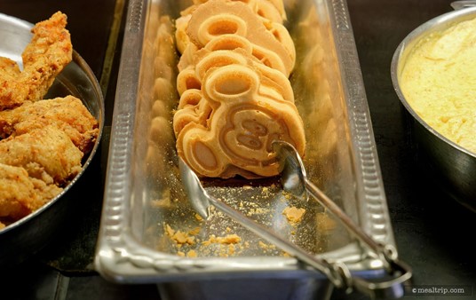 I found these Mickey Waffles at the Crystal Palace on the slightly lower, children's buffet line. So naturally I took one and denied some poor child the opportunity to eat a Mickey Waffle – because I wanted to eat a Mickey Waffle. (It's okay though, I think they have more somewhere.)