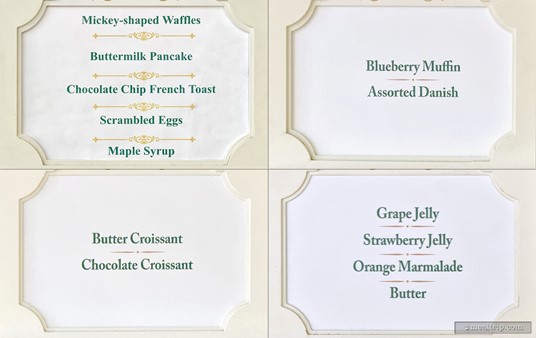 These are some of the name plate signs over by the pasty section of the Crystal Palace breakfast buffet.