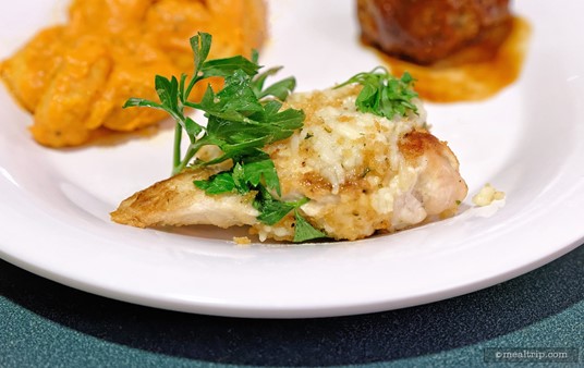 A close up of the Asiago Ranch Chicken Breast. Helpful tip... make sure you get one of these right when they are refreshed on the buffet line. The chicken can sometimes get dried out under those heat lamps.