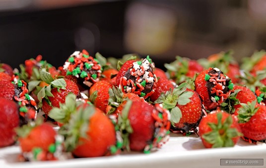 Even the Chocolate Dipped Strawberries get dressed up with tiny little Candy Cane pieces!