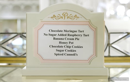 Here's a look at one of the dessert buffet menu items signs at the Crystal Palace.