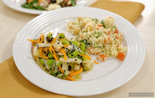 Pictured here are the Edamame Salad (left) and Moroccan Couscous Salad (right) from the Crystal Palace.