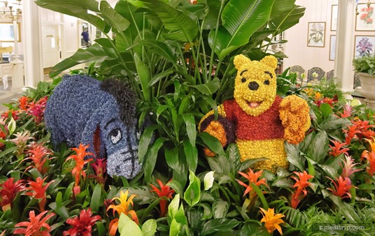 Directly below the center atrium at the Crystal Palace, there's a very larger planter garden, with topiary versions of popular Winnie the Pooh characters. Pictured here are Eeyore and Winnie the Pooh.
