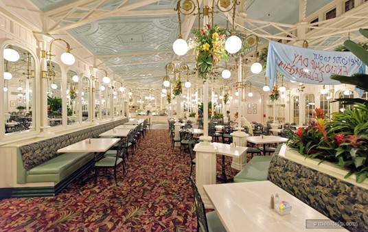 This photo was taken standing in the east most point in the eastern dining room. Notice in the distant center (way off in the back) you can see the dessert buffet area in the center of the restaurant.
