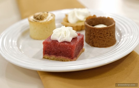 Here's a closer look at the No Sugar Added Raspberry Tart from the Crystal Palace dessert buffet line.