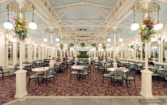 This is a view of the east dining area. The Crystal Palace has two main dining rooms.