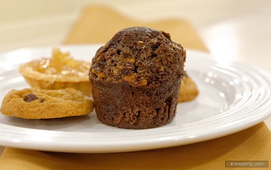 Here's a closer look at a Toffee Molten Brownie Bite from the Crystlal Palace dessert buffet line.