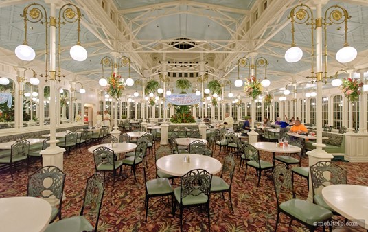 This is a look at the west side dining area at the Crystal Palace restaurant.