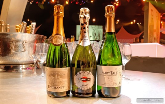There were many beverages available at the Dining Through the Decades event. Pictured here are the three sparkling options. The Enchantee Brut (my favorite), the Martini Asti, and a 2011 Fairytale Cuvee.
