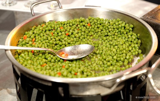 Steamed English Peas with Minted Butter was one of the "serve yourself" sides at the 1925-1936 "Family and a Mouse - Sunday Dinner Station" at the Food and Wine Festival's Dining Through the Decades special event.