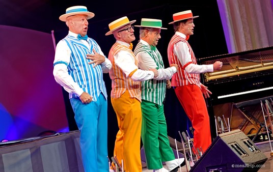 The Dapper Dans performed two sets at the "Dining Through the Decades - A Tribute to Walt Disney" special event, held during the Epcot International Food and Wine Festival.