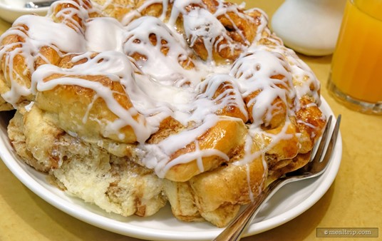 A closer look at the giant cinnamon bun with warm vanilla icing. It's called "Chip's Sticky Bun Bake"... Dale, apparently likes to eat this dish, but doesn't know how to make one. (Photo from 2015.)