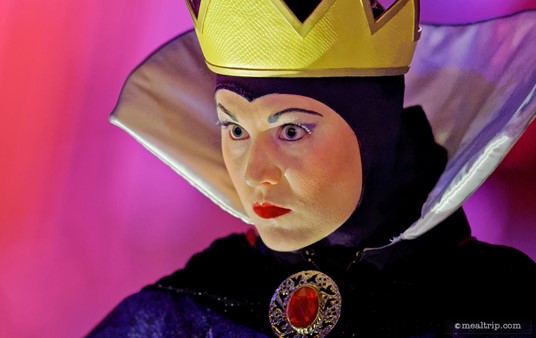 The Evil Queen from Snow White is looking pretty good after 30 minutes in 90 degree weather wearing all of that!